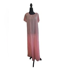 VTG 60s SEARS‎ flowy in baby pink one size fits all long slip dress sheer